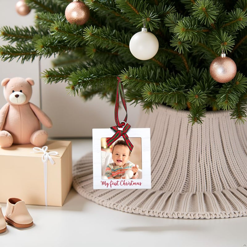 Kate & Milo My First Christmas Photo Ornament, Babys First Christmas Tree Ornament, Newborn Photo Holiday Keepsake, New and Expecting Parents Gift, Rustic - Image 4